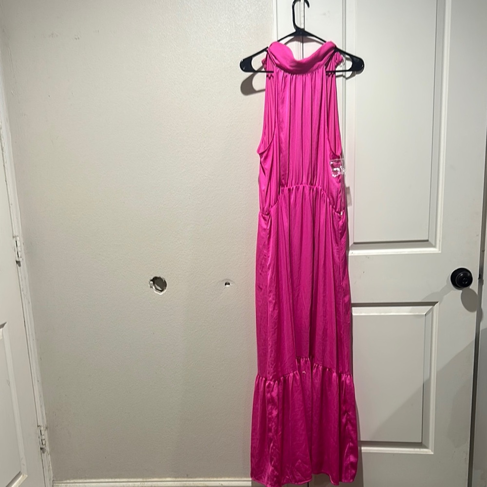 Worthington Pink Ruffled Halter Gown